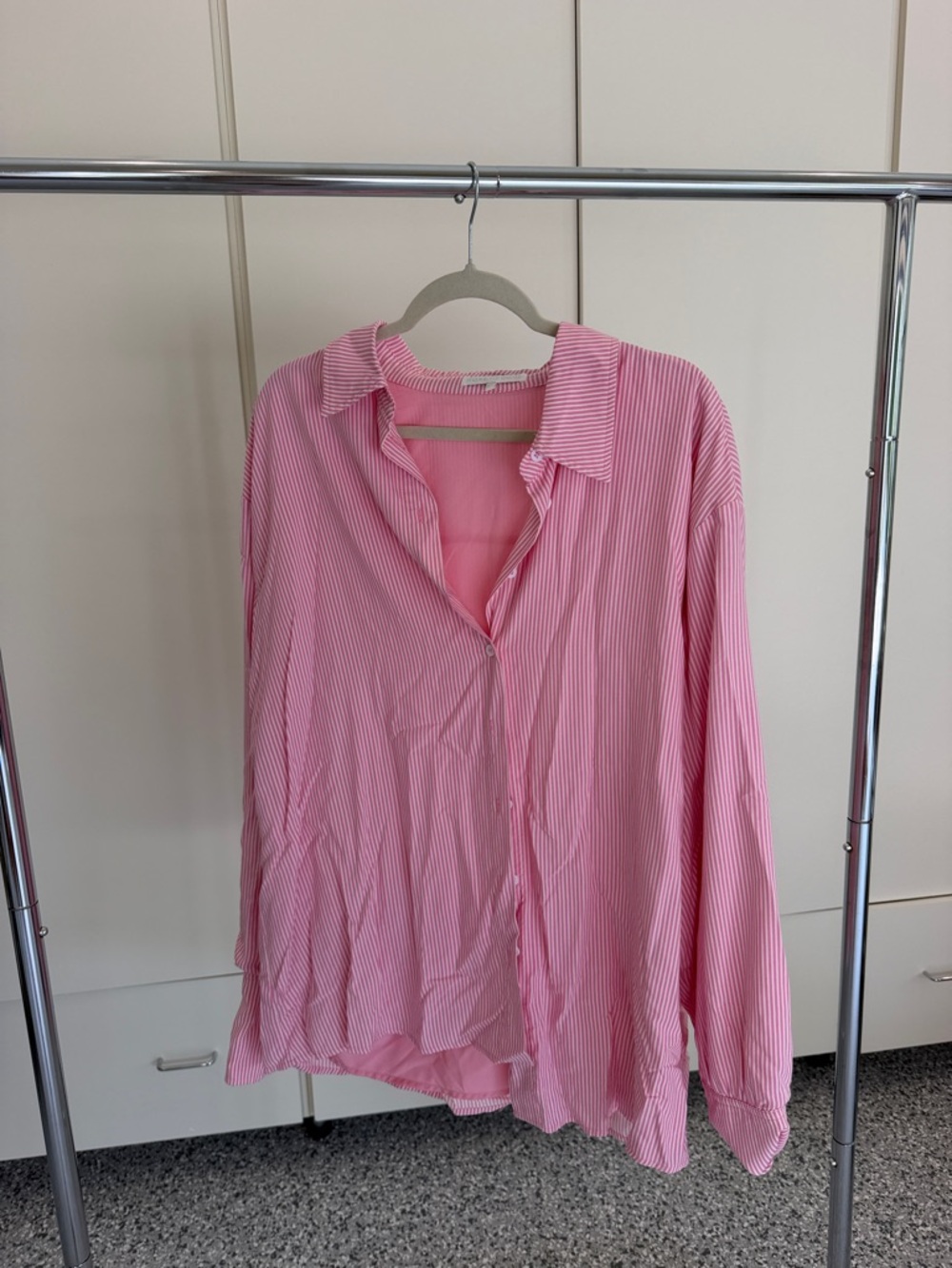 Relaxed Pink Stripe Button-Down Shirt for Women